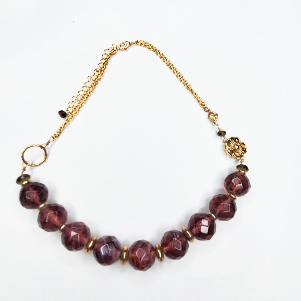 5/$25 Chunky Gold Tone Acrylic Bead Necklace